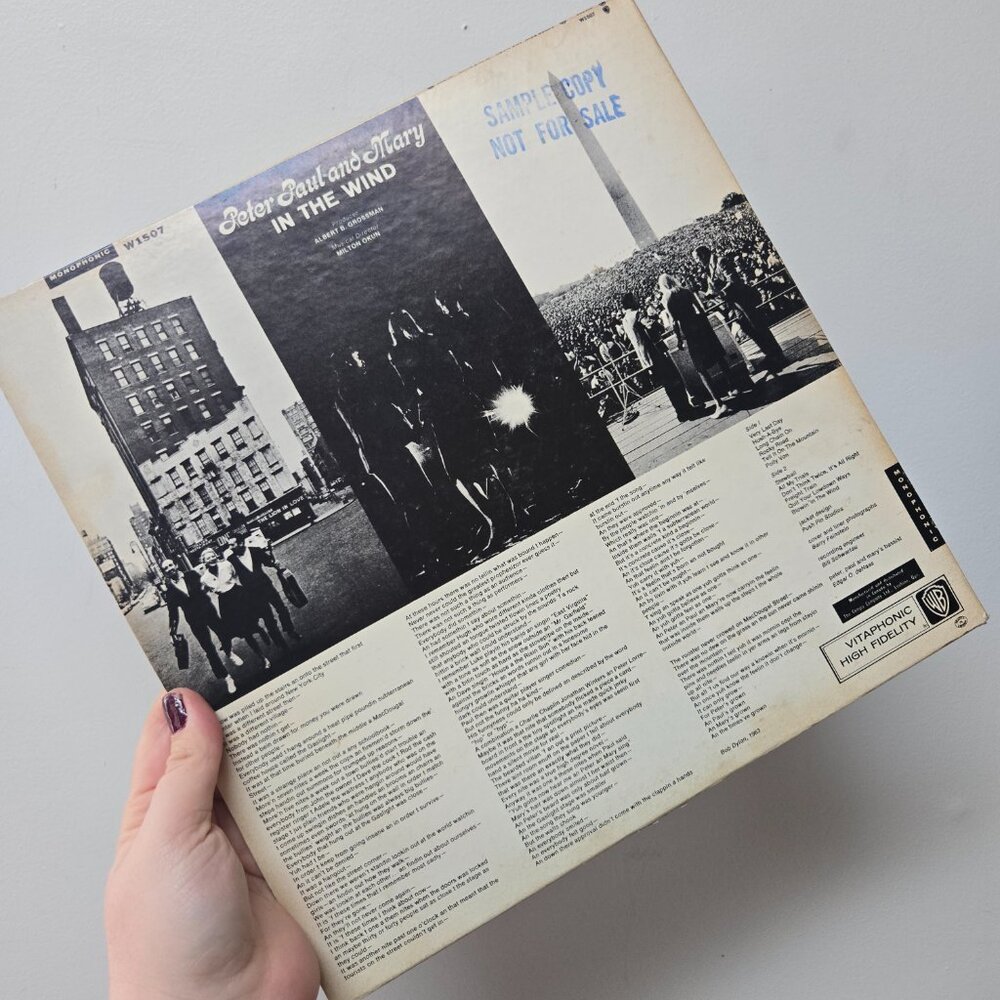 3 For 15 🌞🙌 Vintage Peter, Paul and Mary "In the Wind" Vinyl Record – GUC - Picture 2 of 3